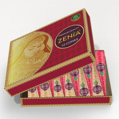 Zenia front packaging showing 12 henna cones and clear natural labeling for convenience