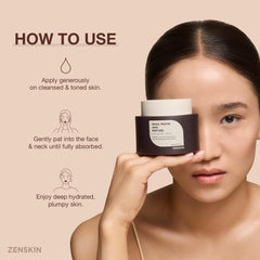 Zenskin ingredients label view showing peptides, hyaluronate, panthenol benefits