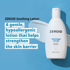 ZEROID texture close-up illustrating smooth lotion consistency and quick absorption benefit