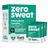 ZeroSweat front packaging showing wipes and travel-ready convenience benefit