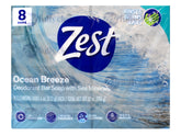 Zest front packaging showing eight Ocean Breeze bars, conveys value