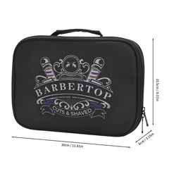 ZIBARBER accessories laid out including combs clips cape for organized workflow