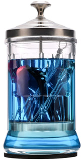 ZIBARBER front view showing glass jar and lid, conveys professional sanitation