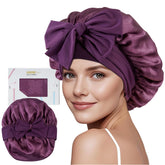 ZIMASILK bonnet front packaging shows elegant dark mauve and protective design