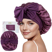ZIMASILK bonnet front packaging shows elegant dark mauve and protective design