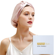 ZIMASILK pink bonnet front view showing smooth silk and neat finishing