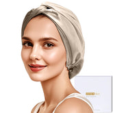 ZIMASILK taupe bonnet front view showing elegant fit and comfort