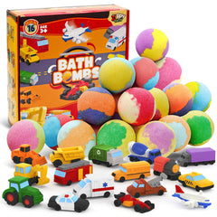 Zippytots front box packaging showing colorful bath bomb assortment and toys