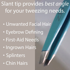 Zizzili Basics tweezer held in hand shows compact size and travel convenience