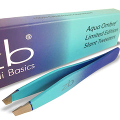Zizzili Basics aqua ombré tweezer front view shows stylish color and precise grip