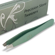 Zizzili Basics slant tweezers front view showing ergonomic body and color for precise shaping