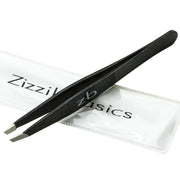 Zizzili Basics tweezers front view showing ergonomic hold and durable finish, for reliable control