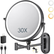 ZLOKLA front view of wall-mounted mirror showing clean profile and bright lights for better makeup