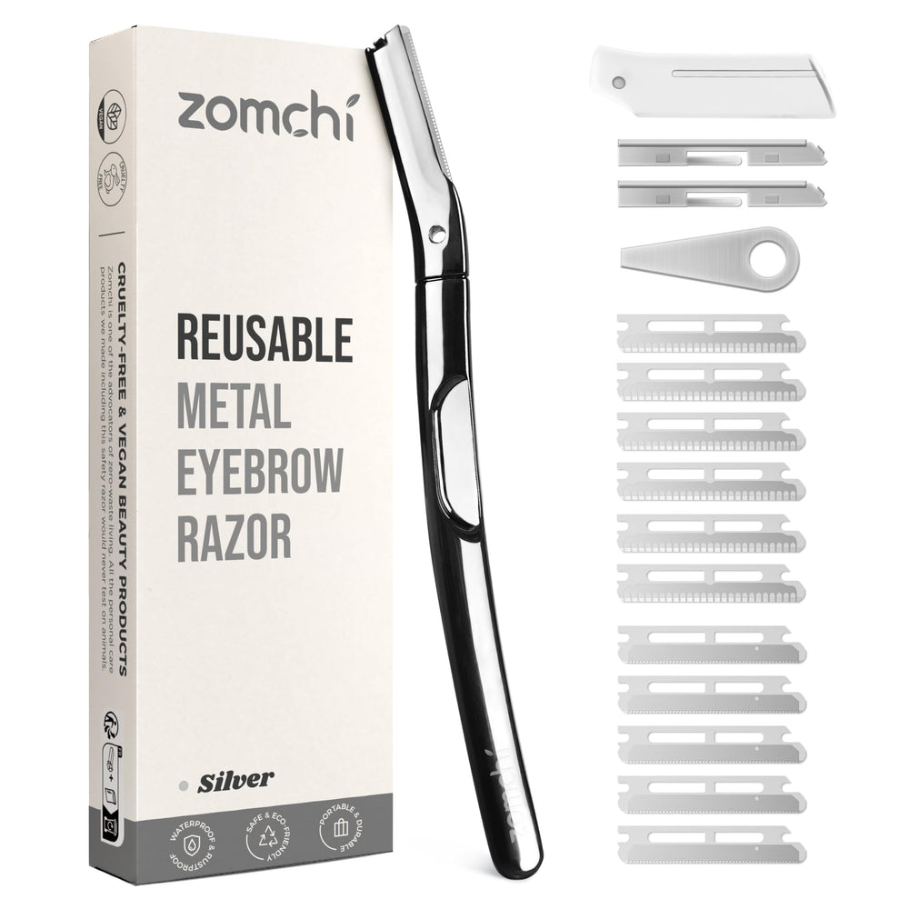 ZOMCHI polished silver razor front view showing sleek design and precise control