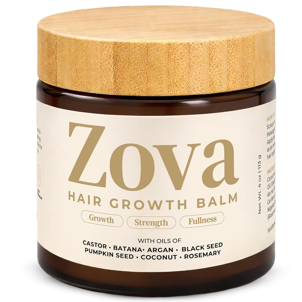 Zova Growth front jar showing product and packaging benefit of clear branding