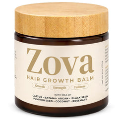 Zova Growth front jar showing product and packaging benefit of clear branding