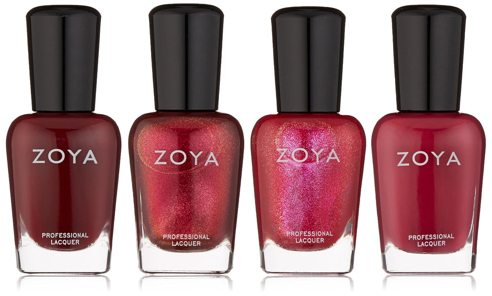 ZOYA front view of black window box displaying four full-size bottles, great for gifting