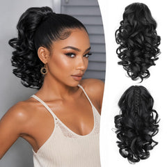 ZQIAN BEAUTY front view of packaged black clip-in ponytail showing ready-to-wear benefit