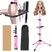 ZQIAN BEAUTY front view of pink metal stand, stable base for styling