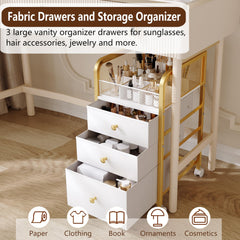 ZQUYAJ open fabric drawers holding makeup, brushes and tools