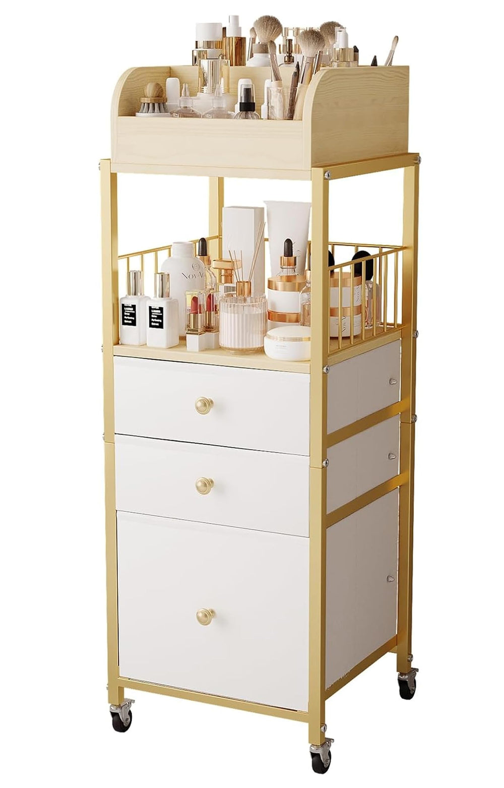 ZQUYAJ front view of organizer cart showing tidy vanity storage benefits