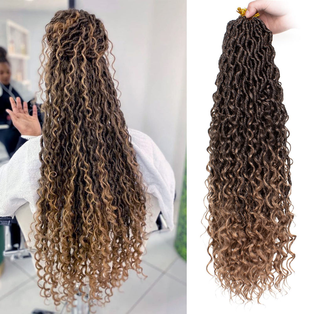 ZRQ front packaging showing ombré goddess locs and included needle benefit