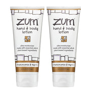 Zum frankincense & myrrh front packaging shows two 6 fl oz bottles and scent benefit