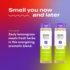 Zum lemongrass ingredient label close-up highlighting natural oils