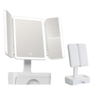 ZXCFBEA front open vanity mirror showing tri-fold design and storage benefit