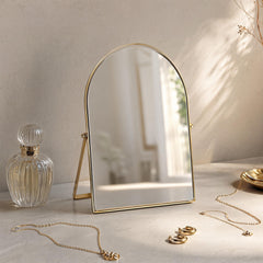 ZYApril gold arched front view showing elegant design and clear reflection
