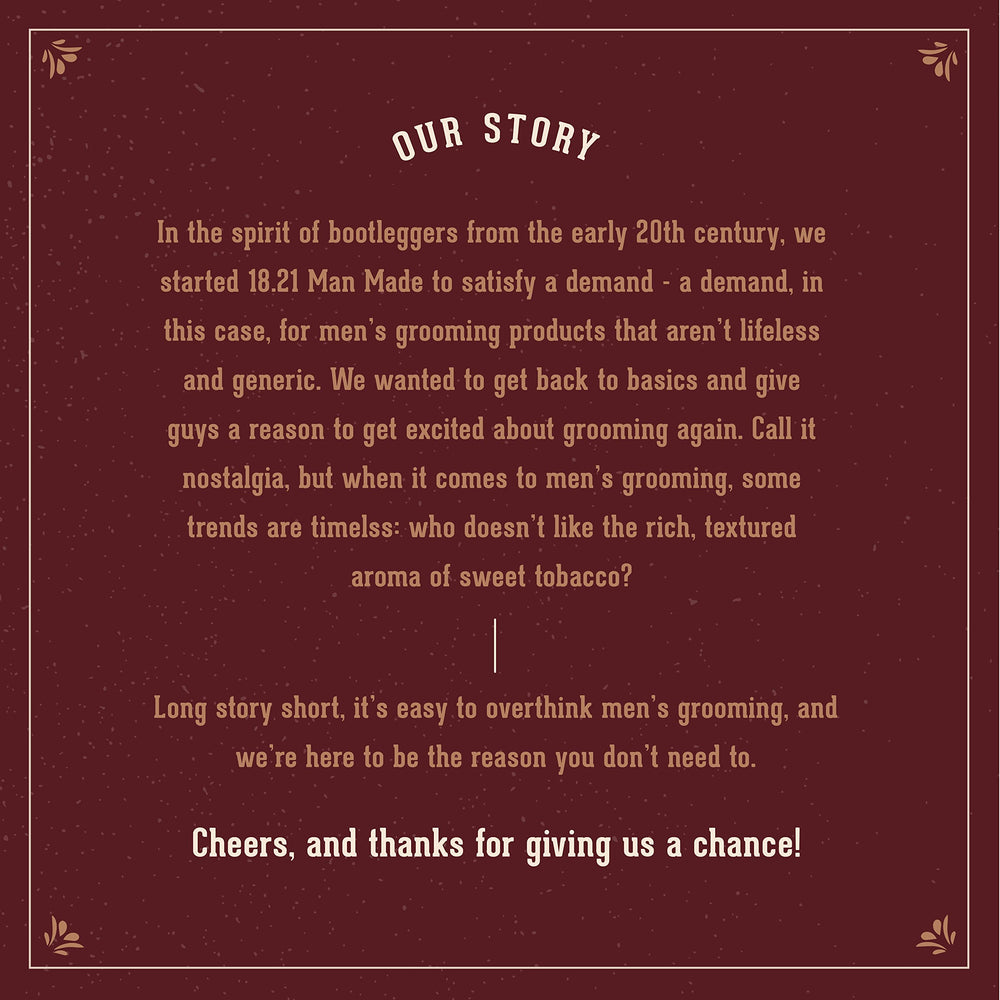 18.21 Man Made scent concept with tobacco notes suggesting long-lasting aroma benefit