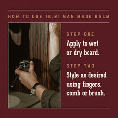 18.21 Man Made balm on beard close-up smoothing frizz benefit