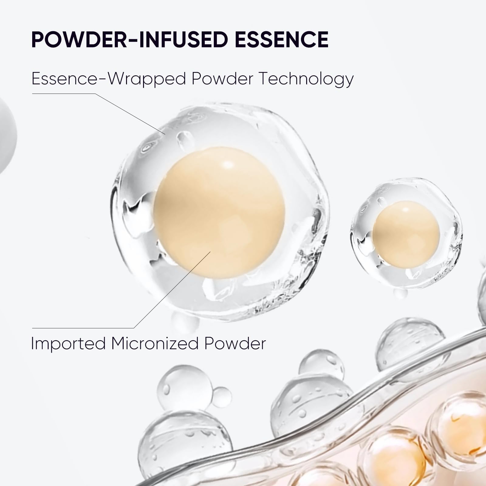 2CHILL fine powder particles close-up showing blurring texture and pore-smoothing effect
