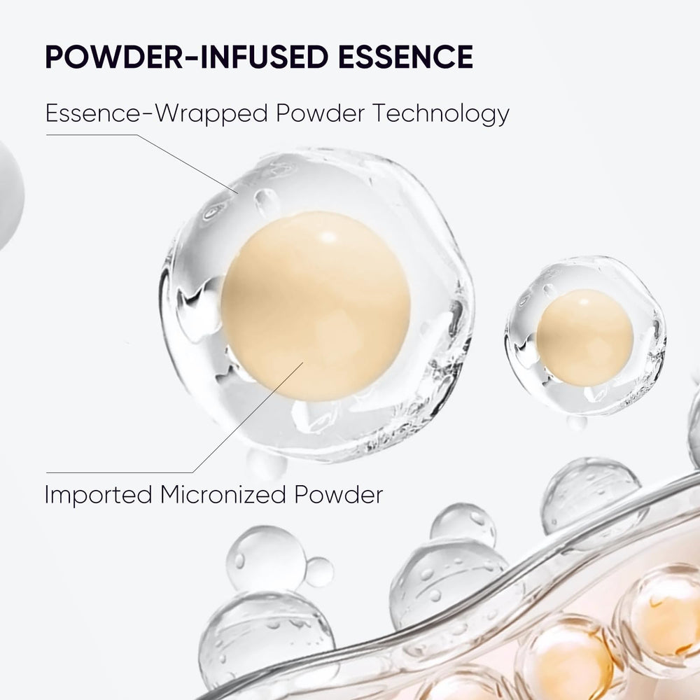 2CHILL fine powder particles close-up showing blurring texture and pore-smoothing effect