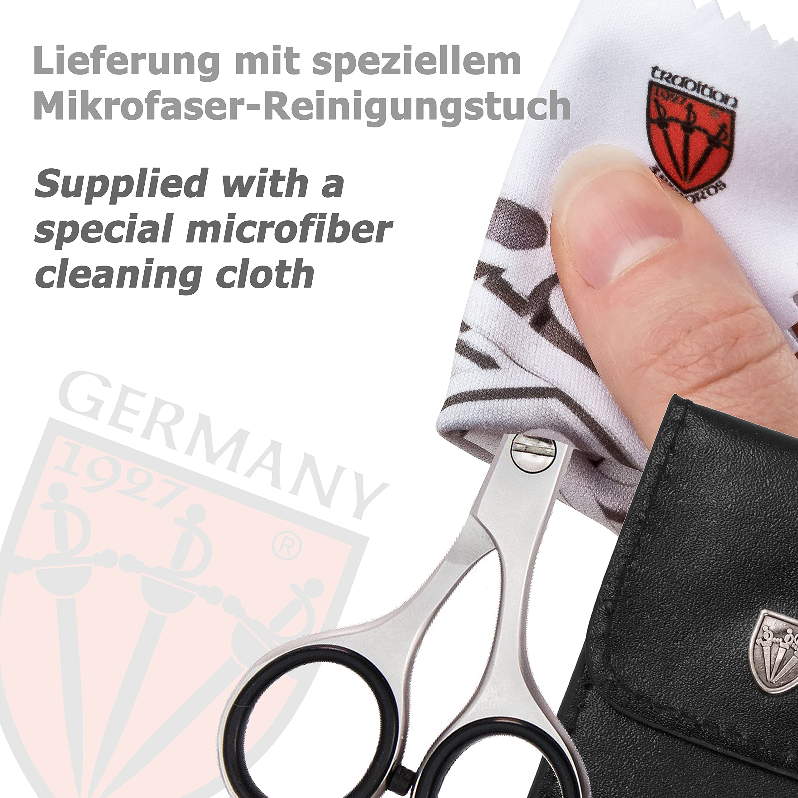 3 Swords Germany scissors nested in black case for safe transport