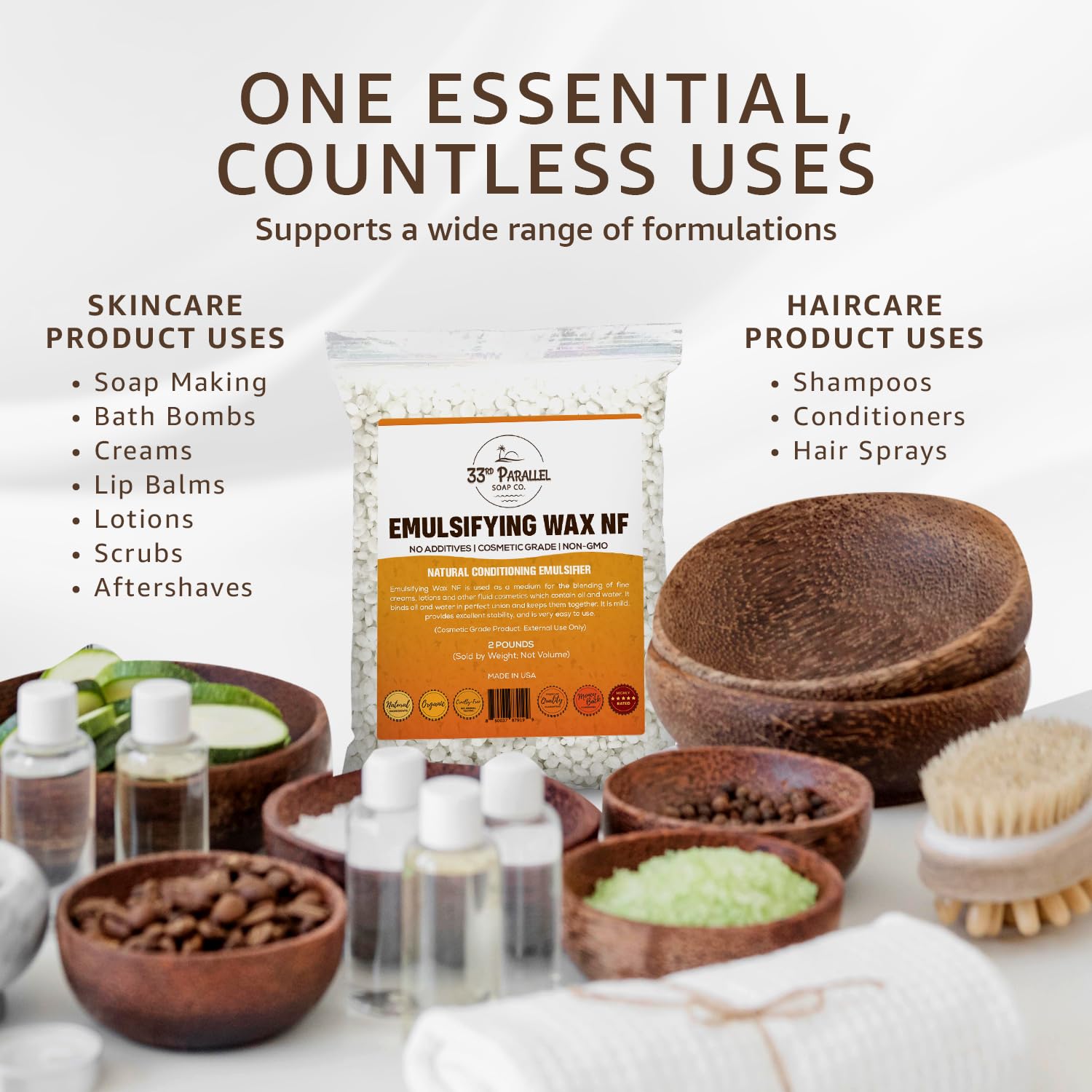 33RD PARALLEL SOAP CO. close-up of plant-derived pastilles highlighting smooth texture