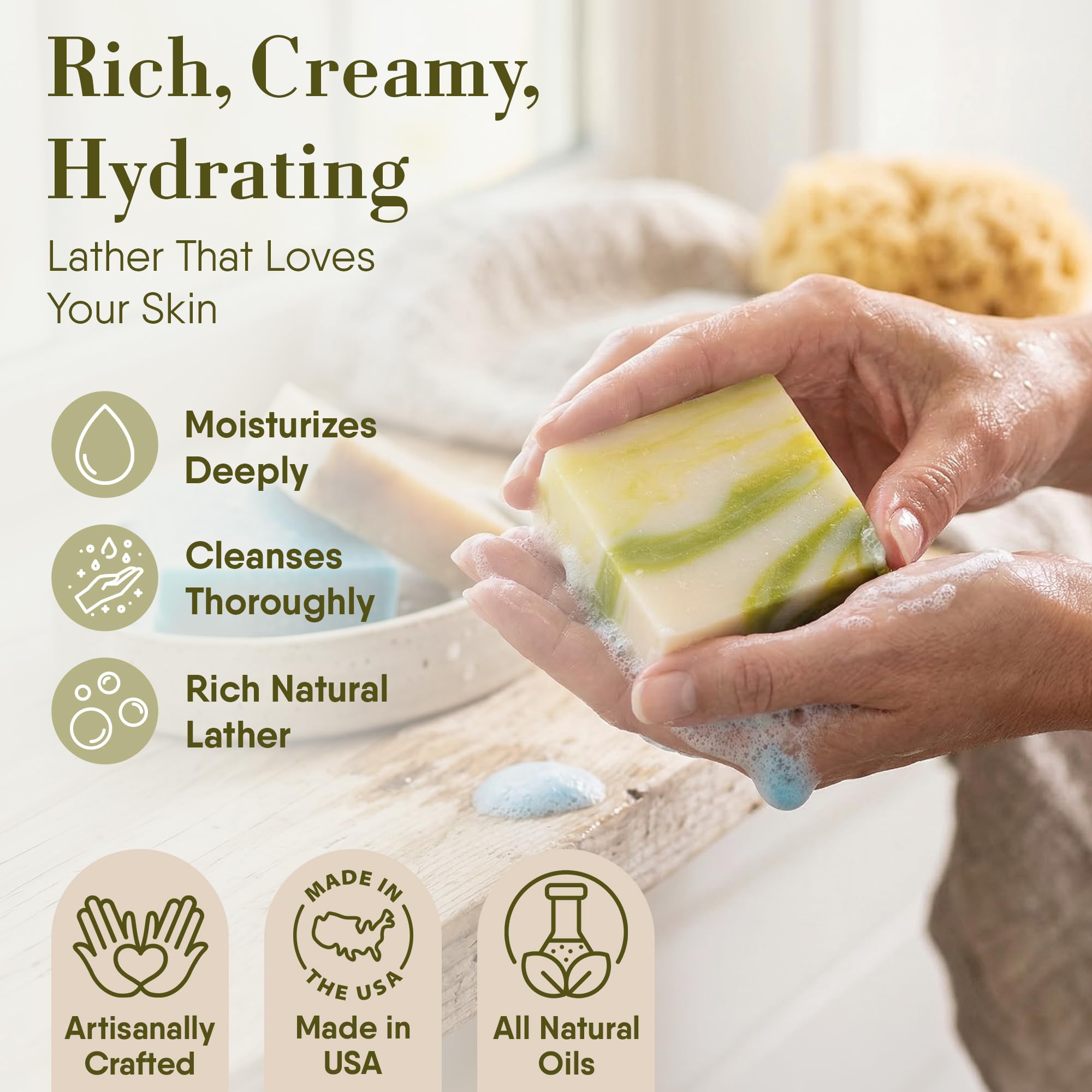 360Feel Aloe Vera bar close-up texture showing creamy lather and hydration