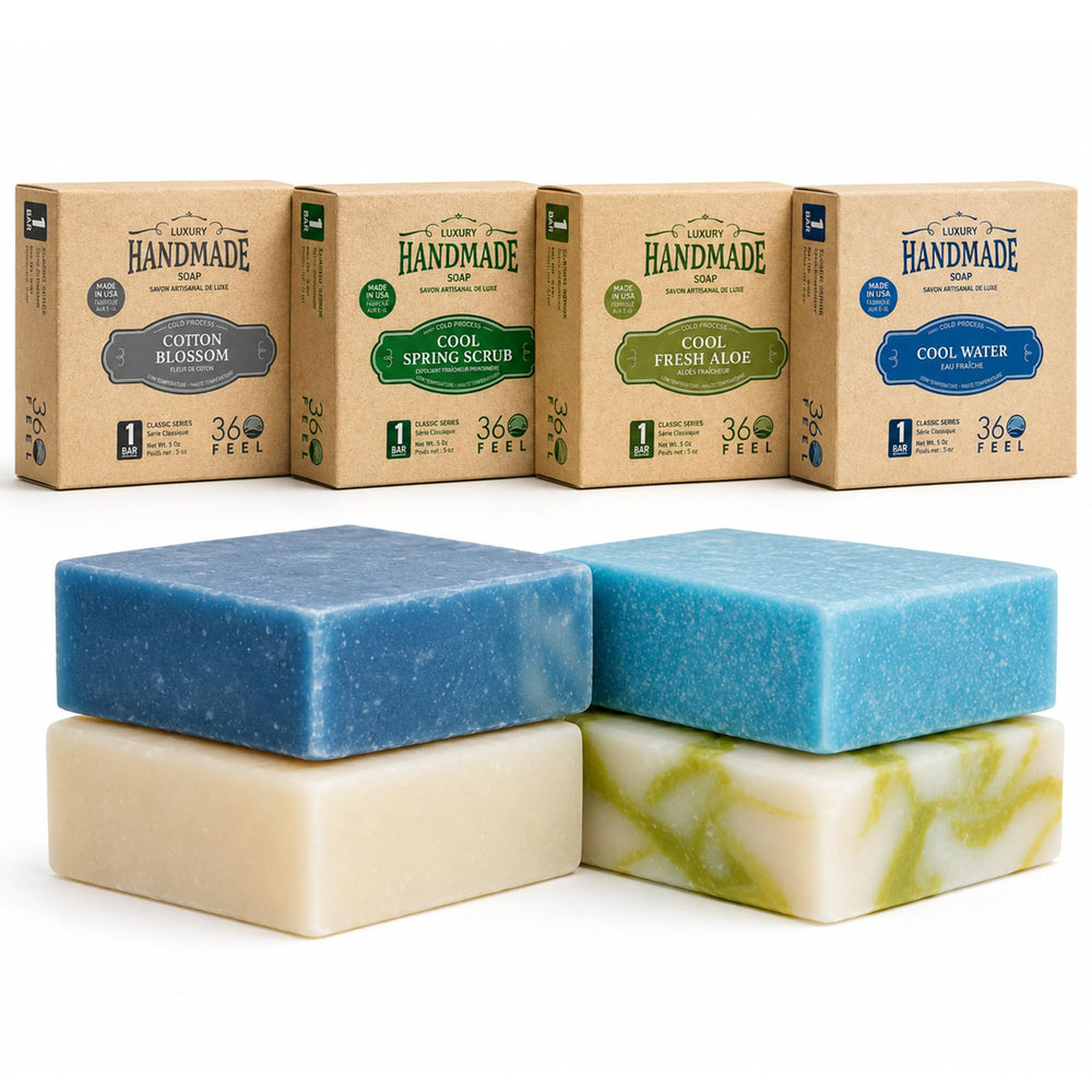 360Feel front packaging showing four fresh-scent bars for gift-ready presentation