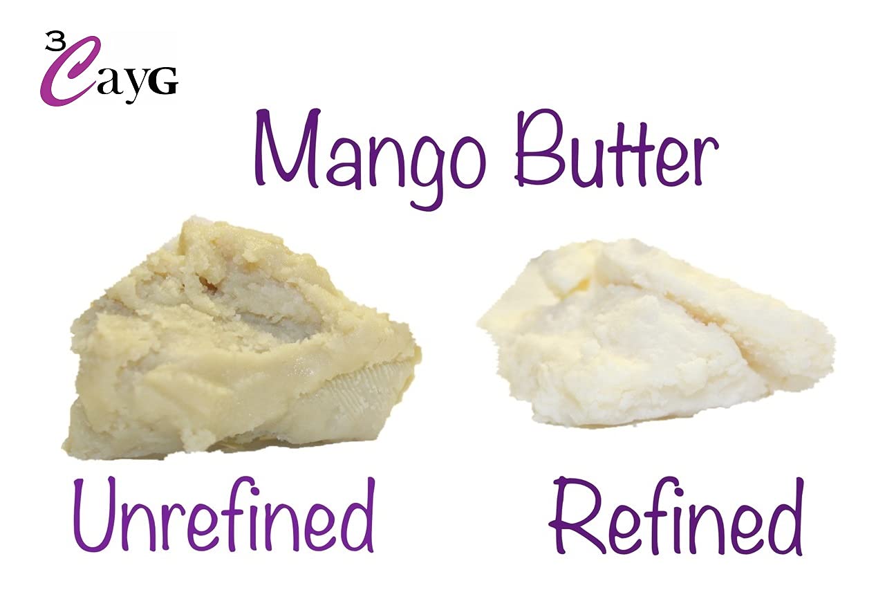 3CAYG mango butter packaging label detail showing sourcing and quality