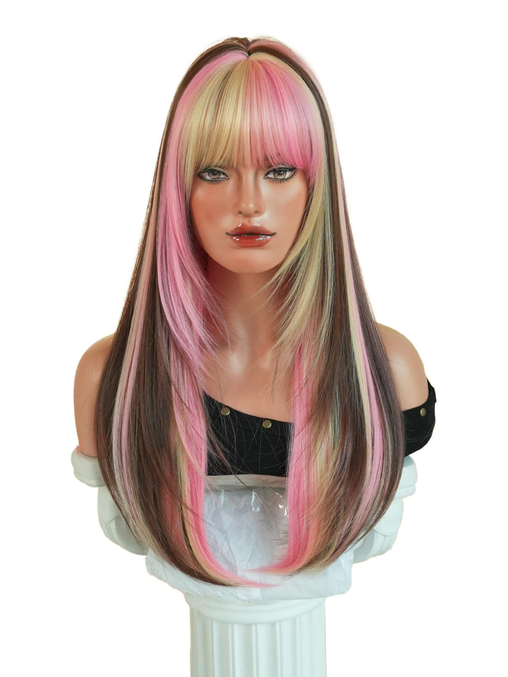 7JHH WIGS on mannequin to demonstrate full 26in length and scale