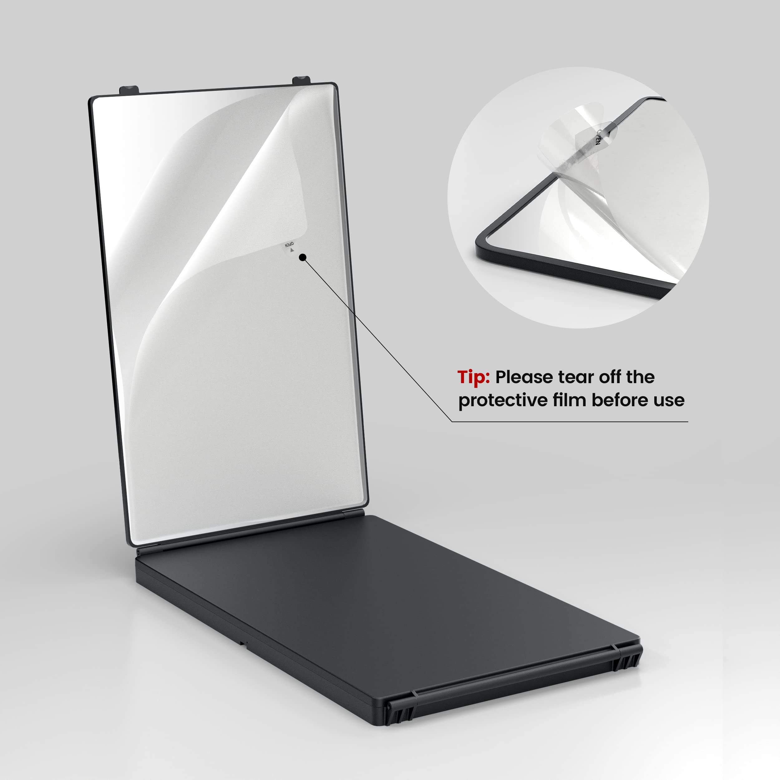 JUSRON folded and stored in travel bag showing portability and protection benefit