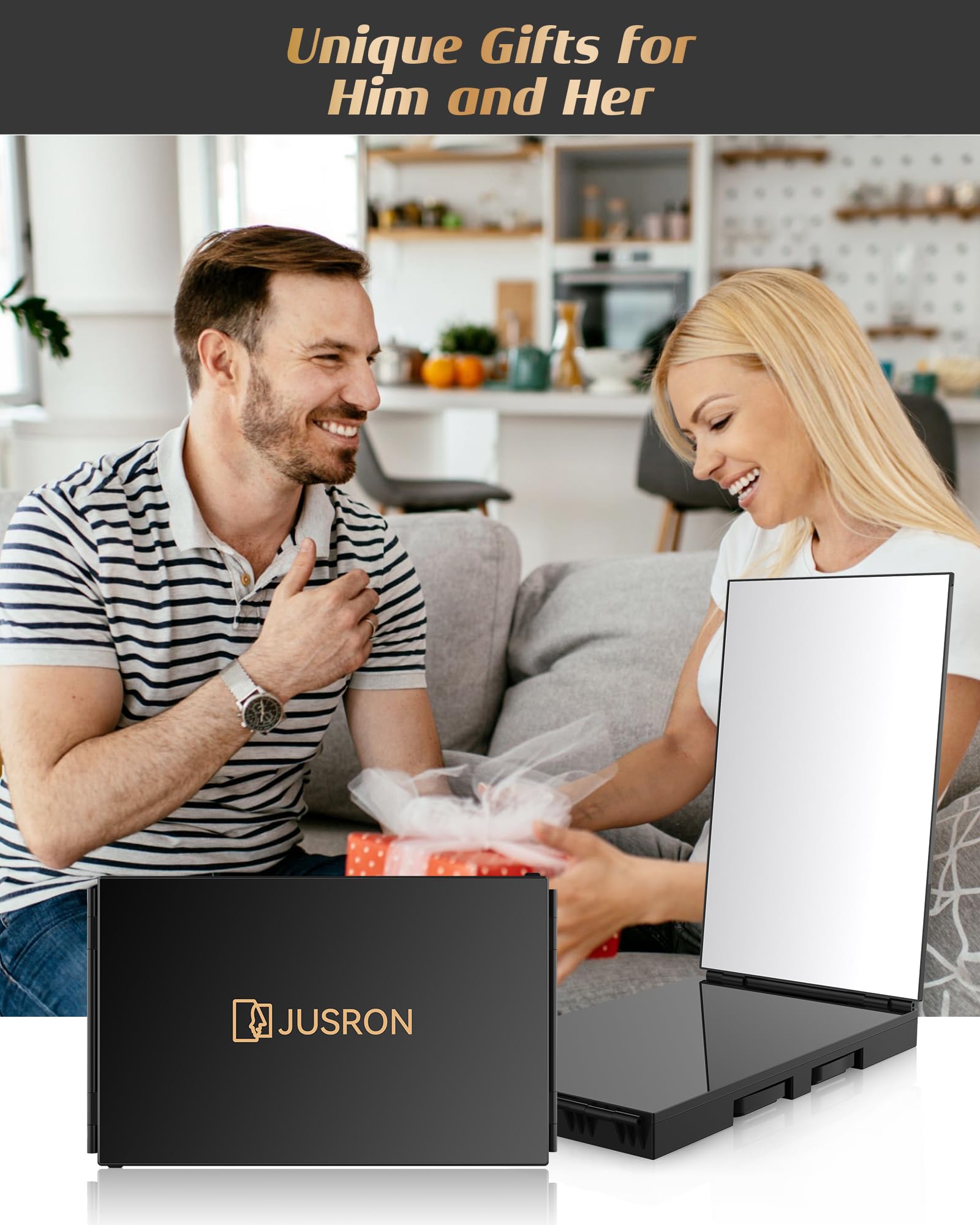 JUSRON tabletop in use next to grooming tools demonstrating compact size benefit