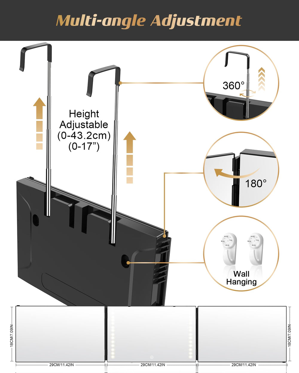 JUSRON three-sided opened view displaying full 360° visibility for precise grooming