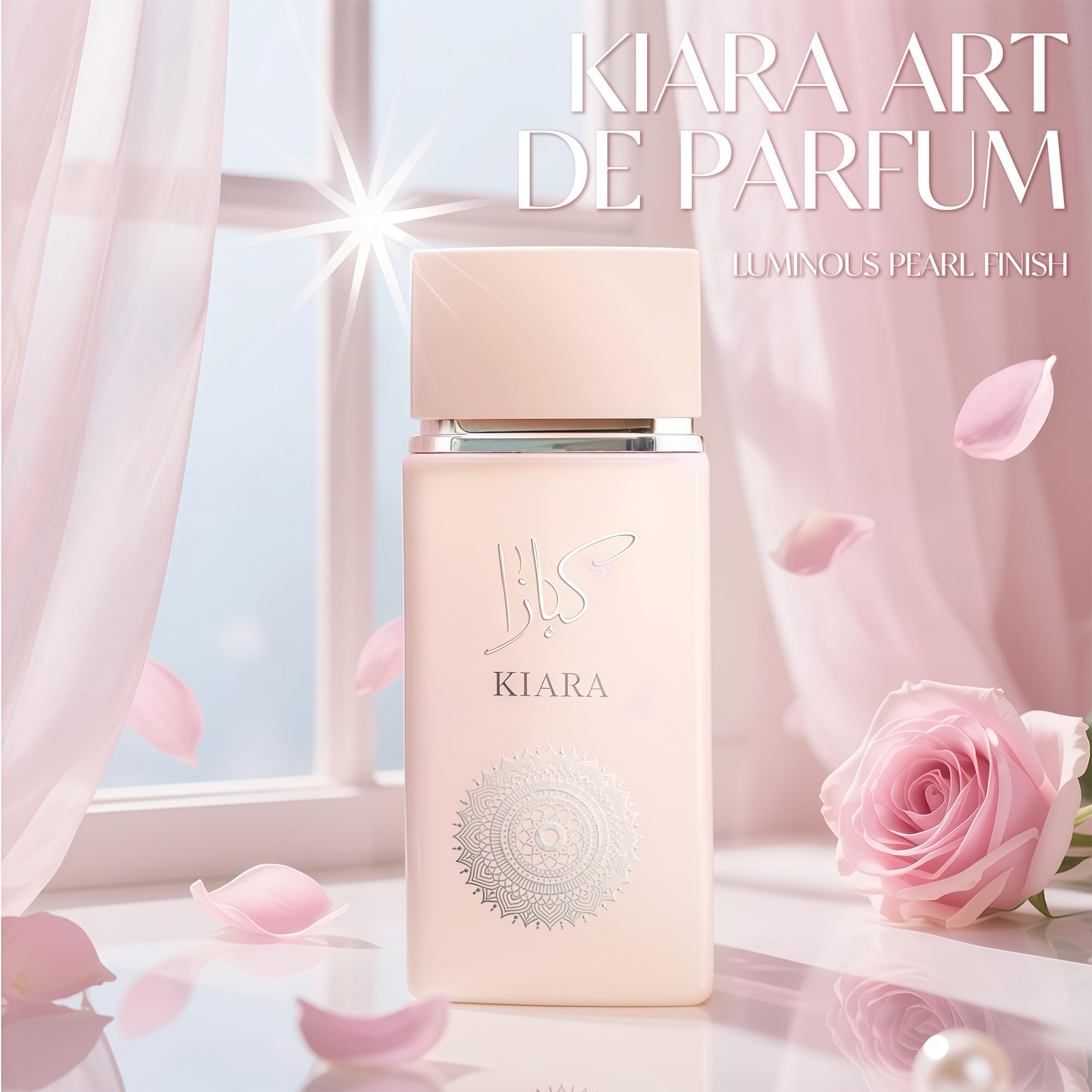 A CENTER hand spraying perfume demonstrating mist and easy application for all-day refresh
