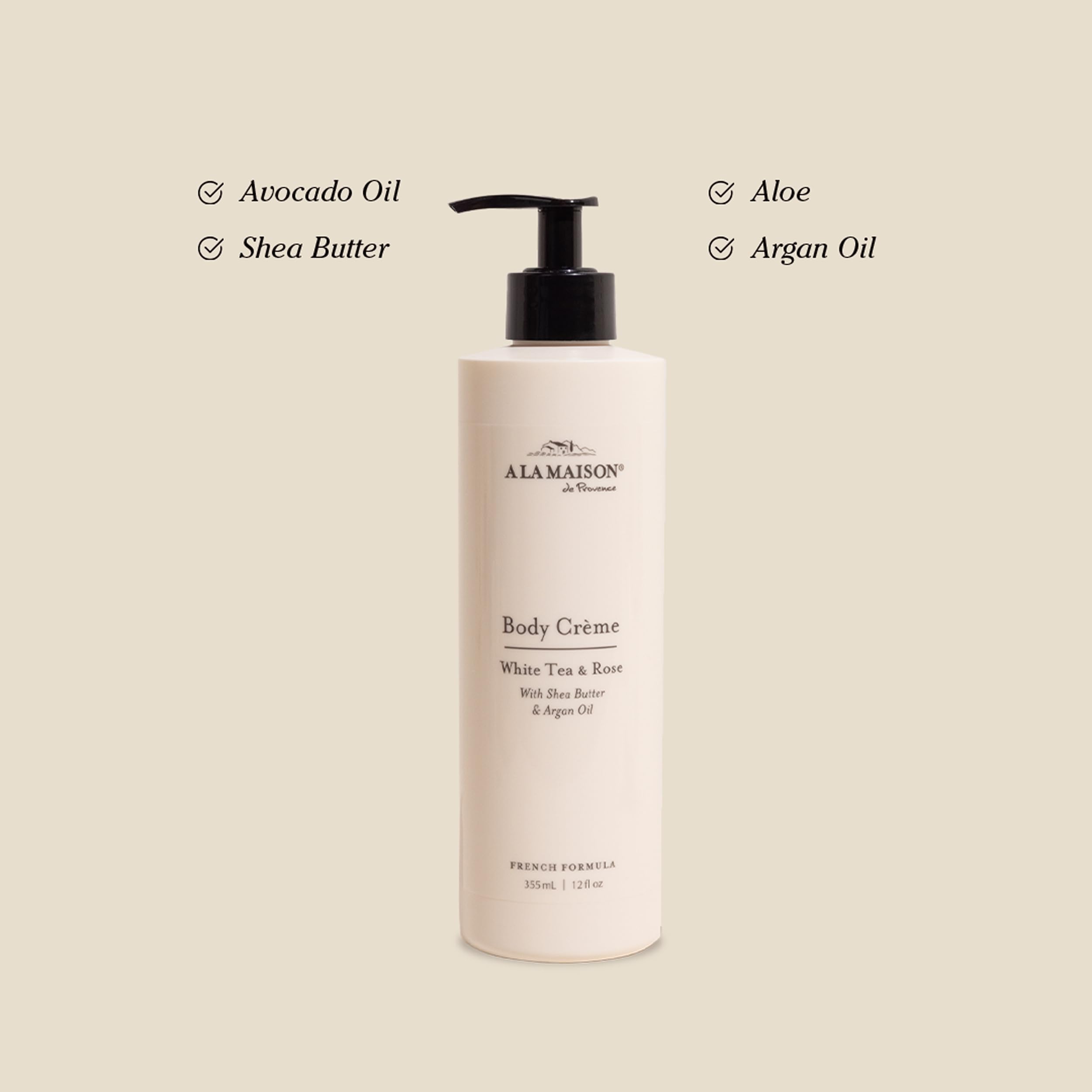 A LA MAISON label close-up highlighting product details and safety