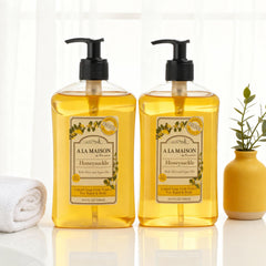 A LA MAISON texture lather close-up showing creamy suds and skin-softening benefit