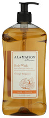 A LA MAISON front bottle showing orange bergamot label and clean design benefit