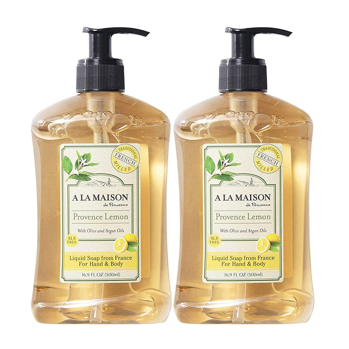 A LA MAISON front bottle view showing Provence lemon scent and eco benefits