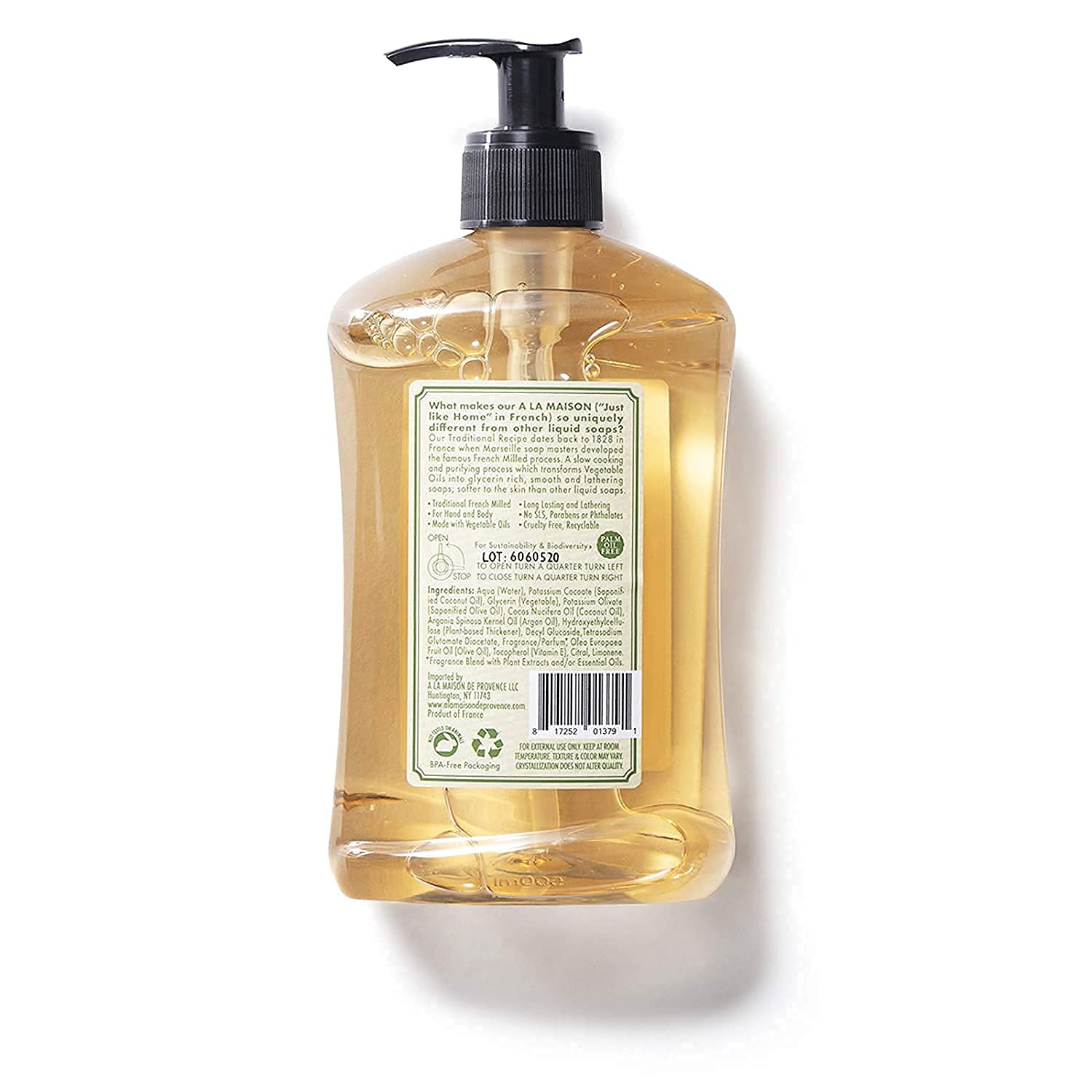 A LA MAISON plant oils and lemon ingredients emphasizing natural, vegan formula