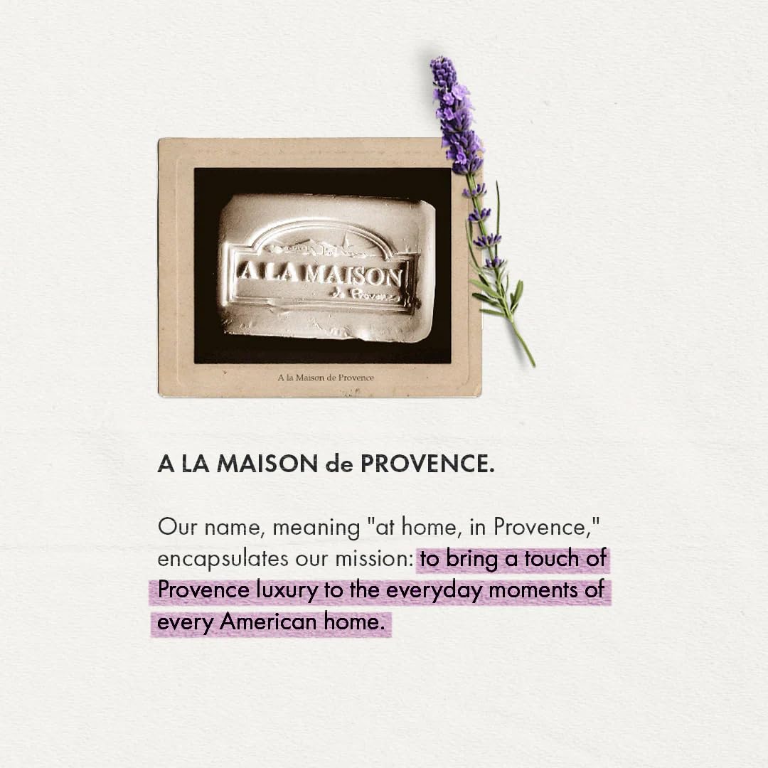 A LA MAISON bottle beside hand showing 16.9 oz scale and convenient refill benefit